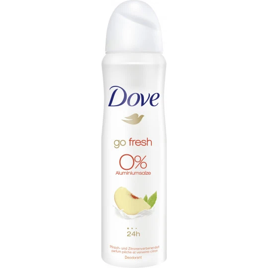 DOVE Deo-Spray Go Fresh Pfirsich & Zitrone 0% Aluminiumsalze 150 Ml 3 DOVE Deo-Spray Go Fresh Pfirsich & Zitrone 0% Aluminiumsalze 150 Ml
