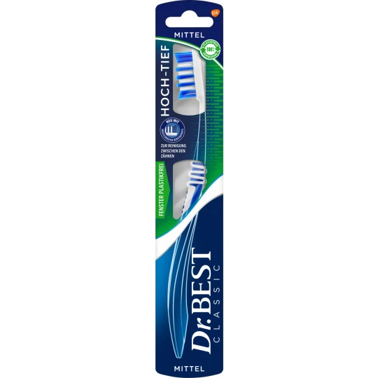 Dr. Best Zahnbürste Classic Hoch-Tief Mittel 1ST 3 Dr. Best Zahnbürste Classic Hoch-Tief Mittel 1ST