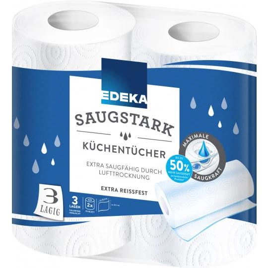 EDEKA Küchentücher Extra Saugfähig 3lagig 2x 70 Blatt 3 EDEKA Küchentücher Extra Saugfähig 3lagig 2x 70 Blatt