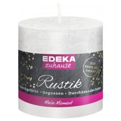 EDEKA Zuhause Kerze Rustik Stumpe Weiß 8cm X 7cm