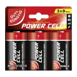 Gut & Günstig Power Cell Alkaline Mono D 1,5V LR20 Batterien 3ST