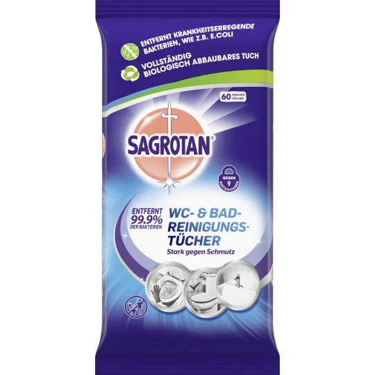 Sagrotan WC- & Bad-Reinigungstücher 60ST 3 Sagrotan WC- & Bad-Reinigungstücher 60ST