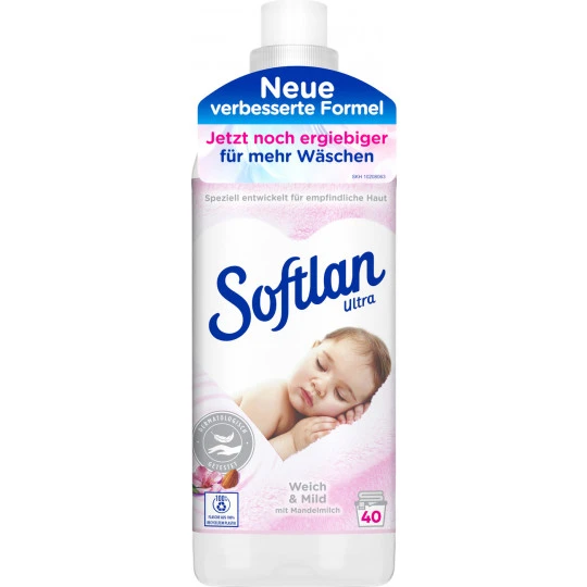Softlan Ultra Weichspüler Weich & Mild Mit Mandelmilch 1L 40WL 3 Softlan Ultra Weichspüler Weich & Mild Mit Mandelmilch 1L 40WL